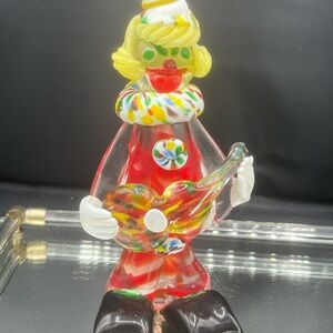 Murano Vibrant Glass Clown with Guitar